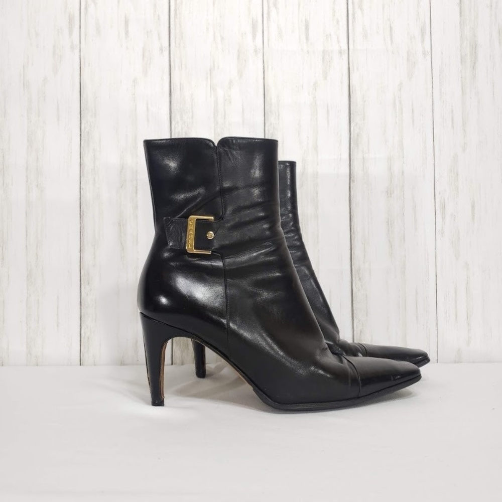 Chanel Black Leather Ankle Boots